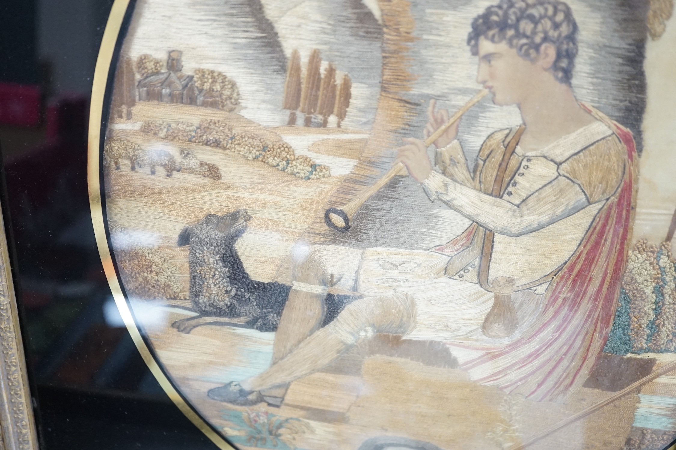A framed Regency silkwork picture